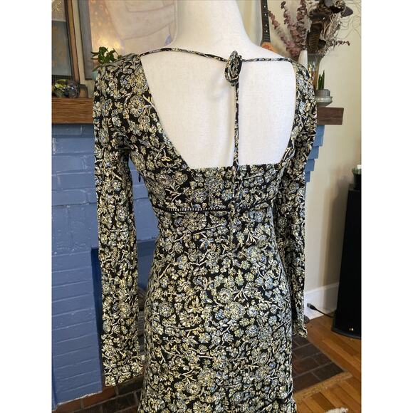 NEW Free People Bohemian long sleeve baby doll ruffle bottom Mini Dress sz 0 - Picture 12 of 16